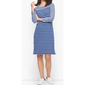 Talbots medium blue & white stripe midi dress.